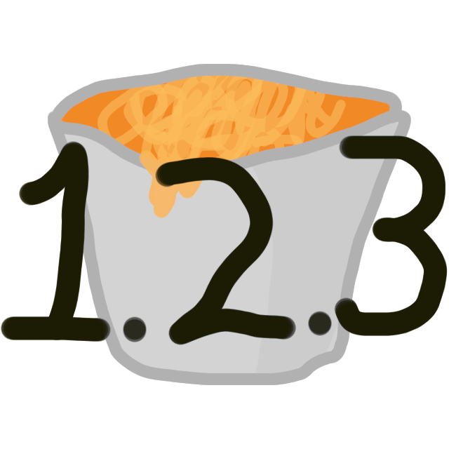 A crudely drawn Minecraft lava bucket with ‘1.2.3’ superimposed